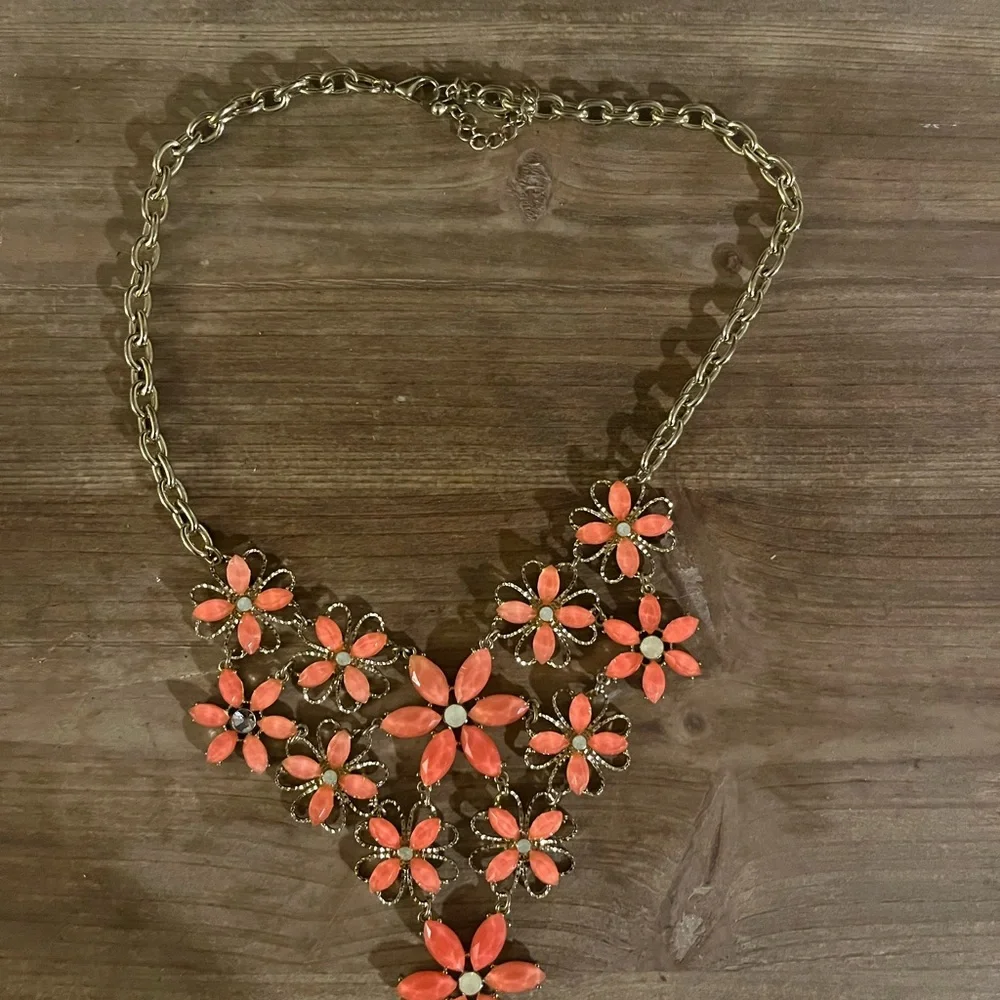 Paparazzi Coral Floral‎ Necklace with Gold Chain